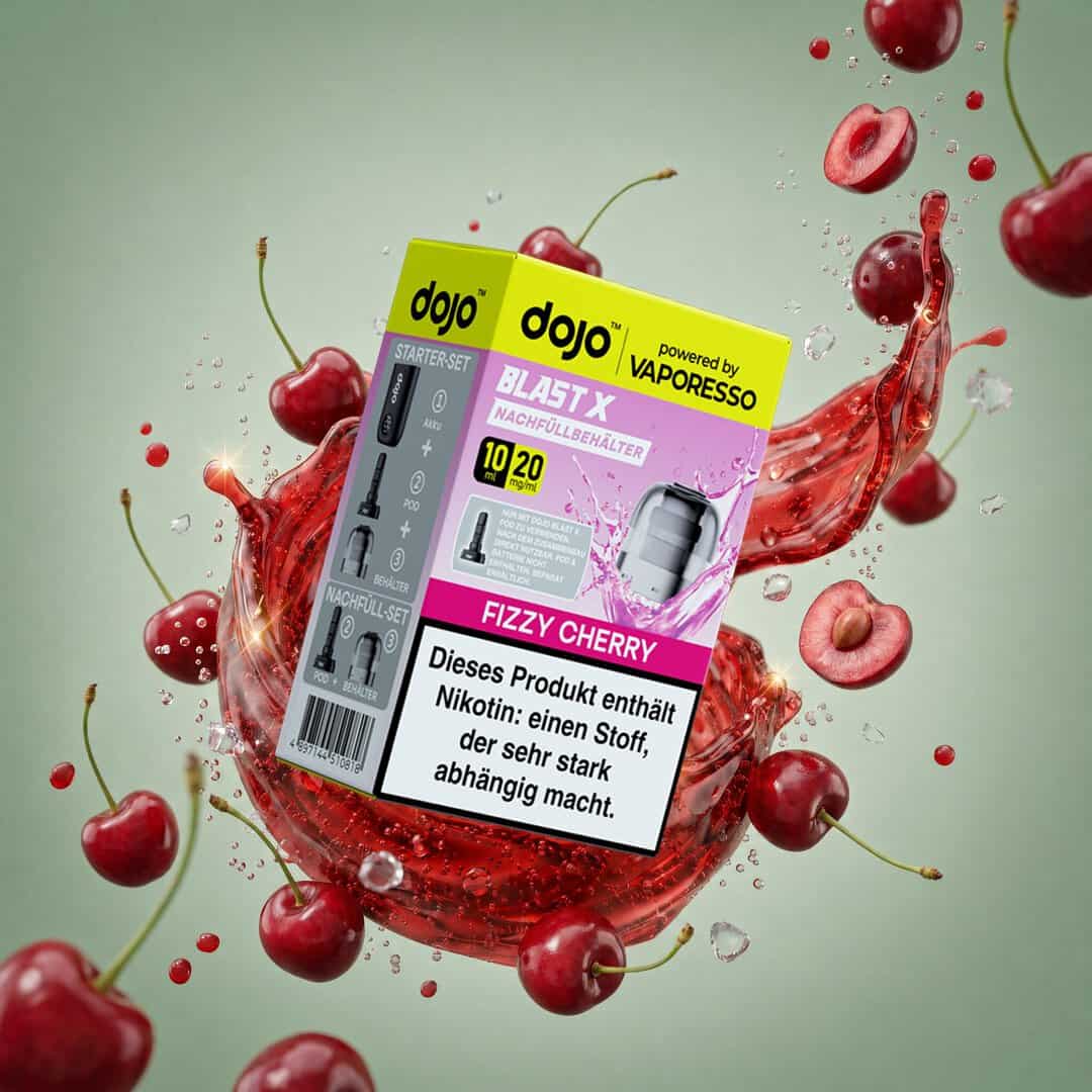 vaporesso dojo blast x pod fizzy cherry splash | Vapebazar Vaporesso Dojo Blast X Pod Nachfüllbehälter 10Ml - Fizzy Cherry - 20Mg – Splash