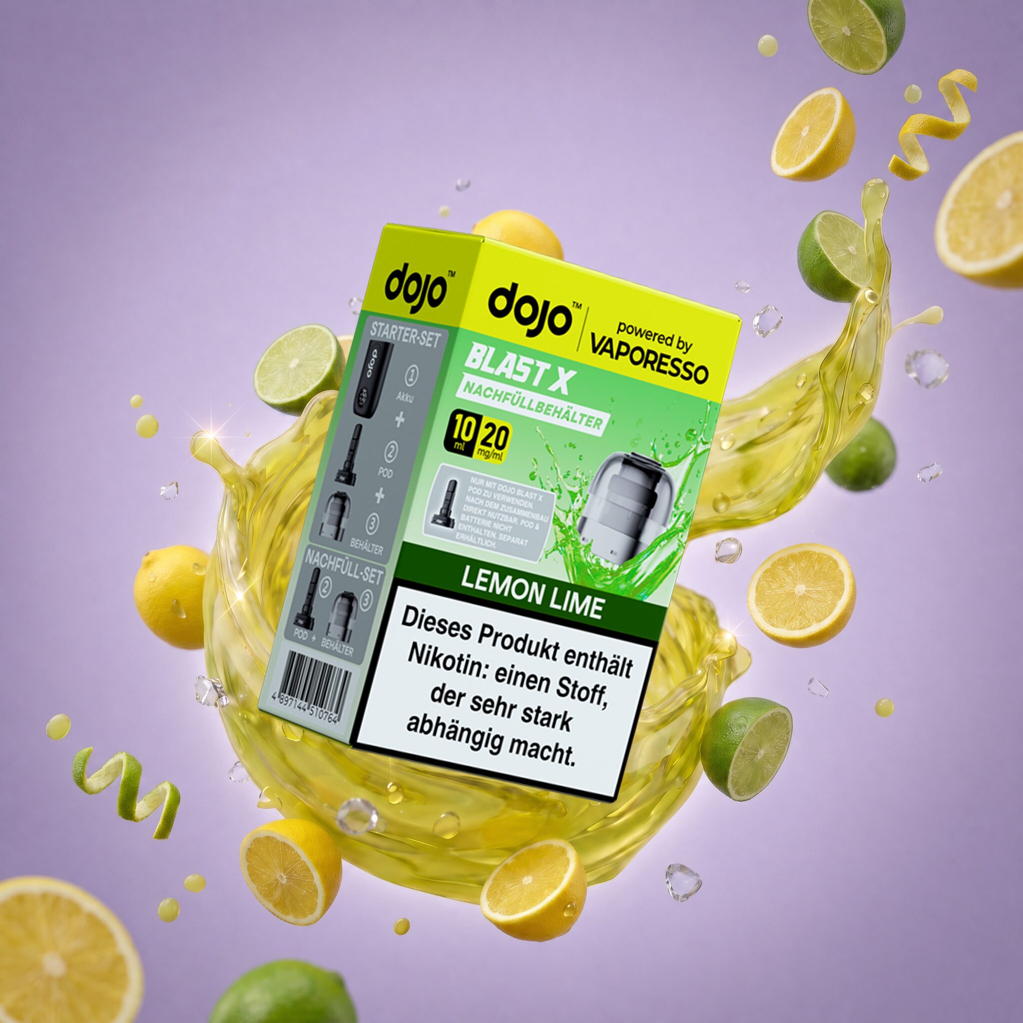vaporesso dojo blast x pod lemon lime splash | Vapebazar Vaporesso Dojo Blast X Pod Nachfüllbehälter 10Ml - Lemon Lime - 20Mg – Splash