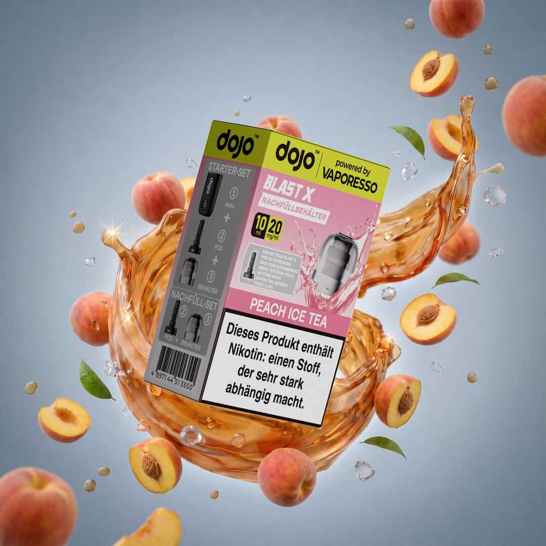 vaporesso dojo blast x pod peach ice tea splash | Vapebazar Vaporesso Dojo Blast X Pod Nachfüllbehälter 10Ml - Peach Ice Tea - 20Mg – Splash