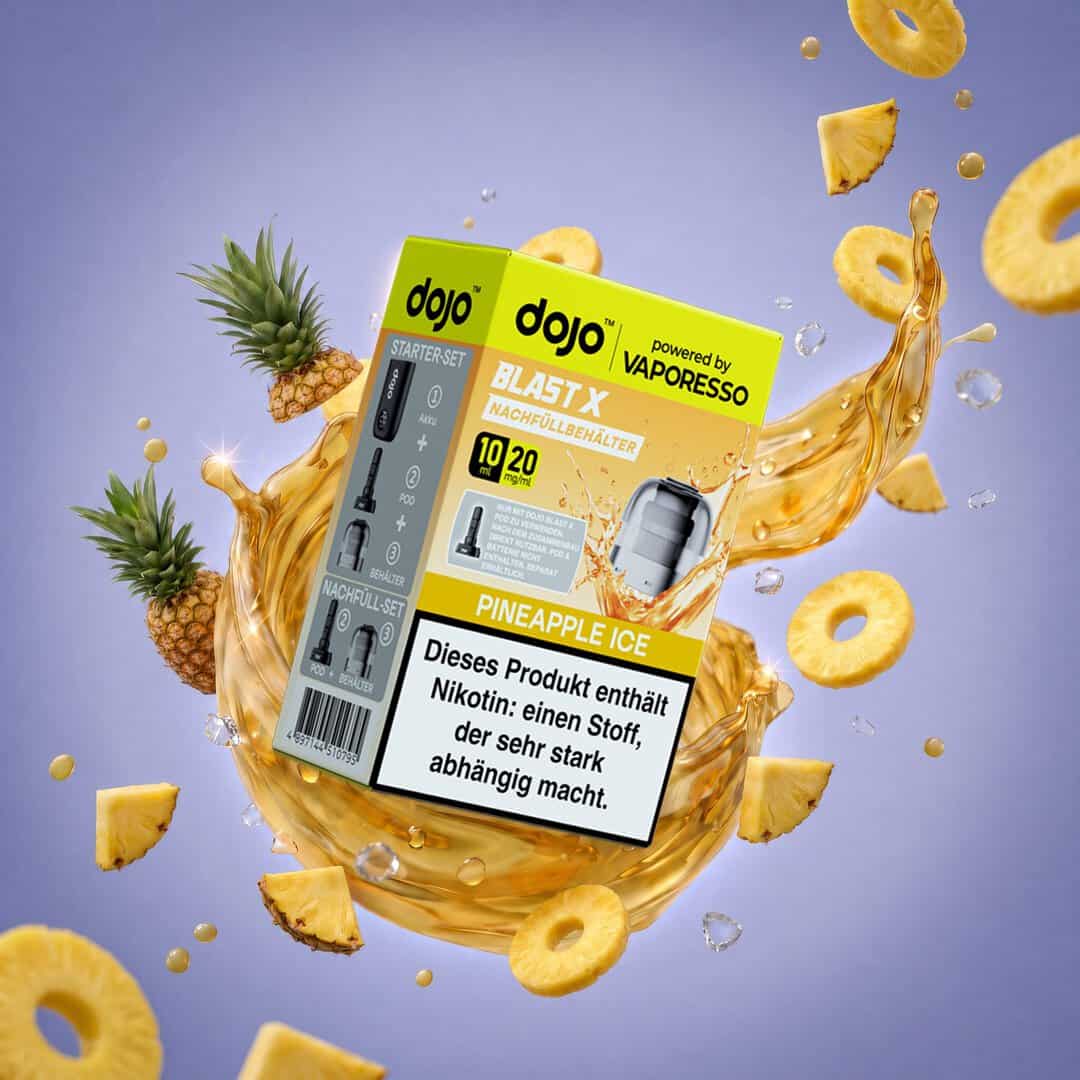 vaporesso dojo blast x pod pineapple ice splash | Vapebazar Vaporesso Dojo Blast X Pod Nachfüllbehälter 10Ml - Pineapple Ice - 20Mg – Splash