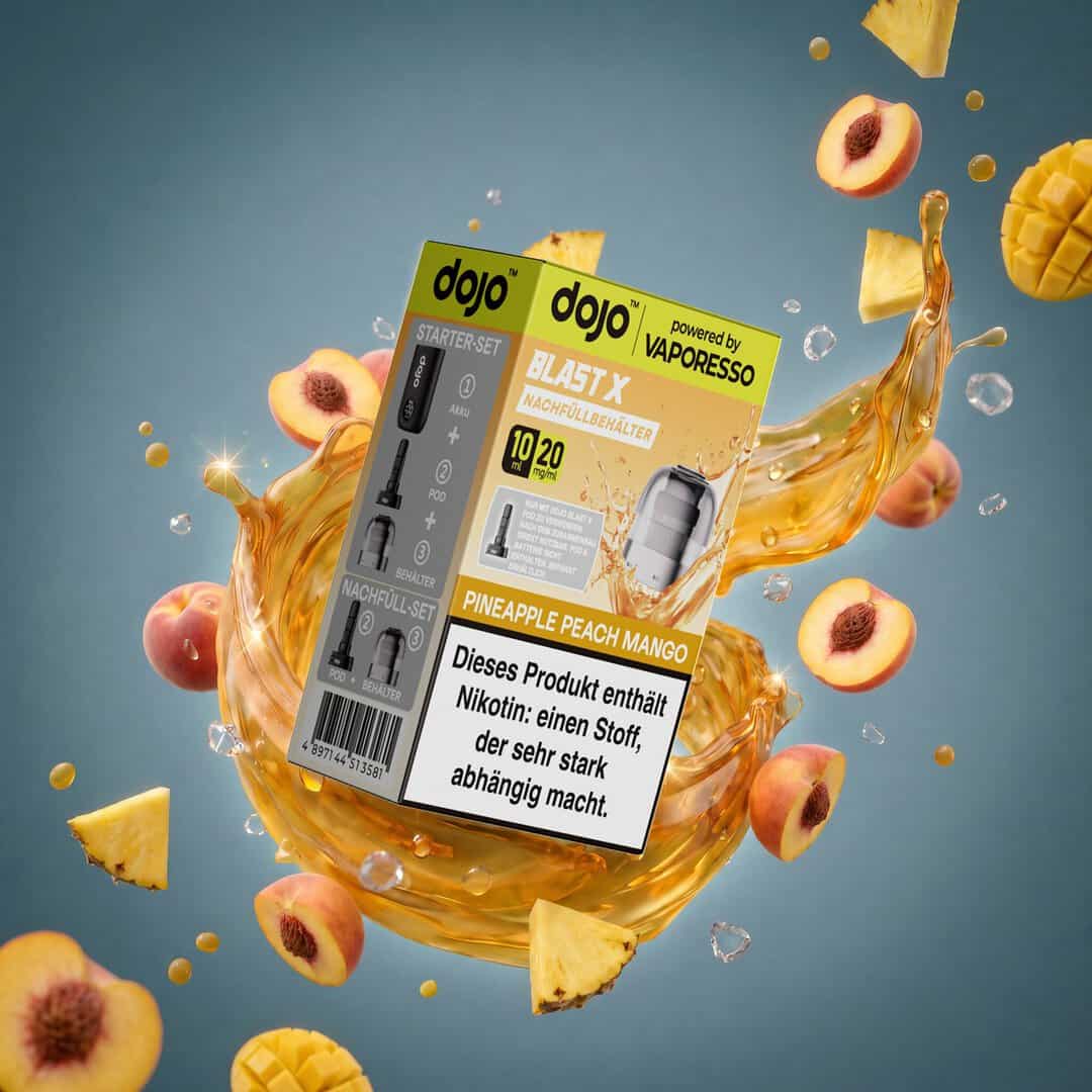 vaporesso dojo blast x pod pineapple peach mango splash | Vapebazar Vaporesso Dojo Blast X Pod Nachfüllbehälter 10Ml - Pineapple Peach Mango - 20Mg – Splash