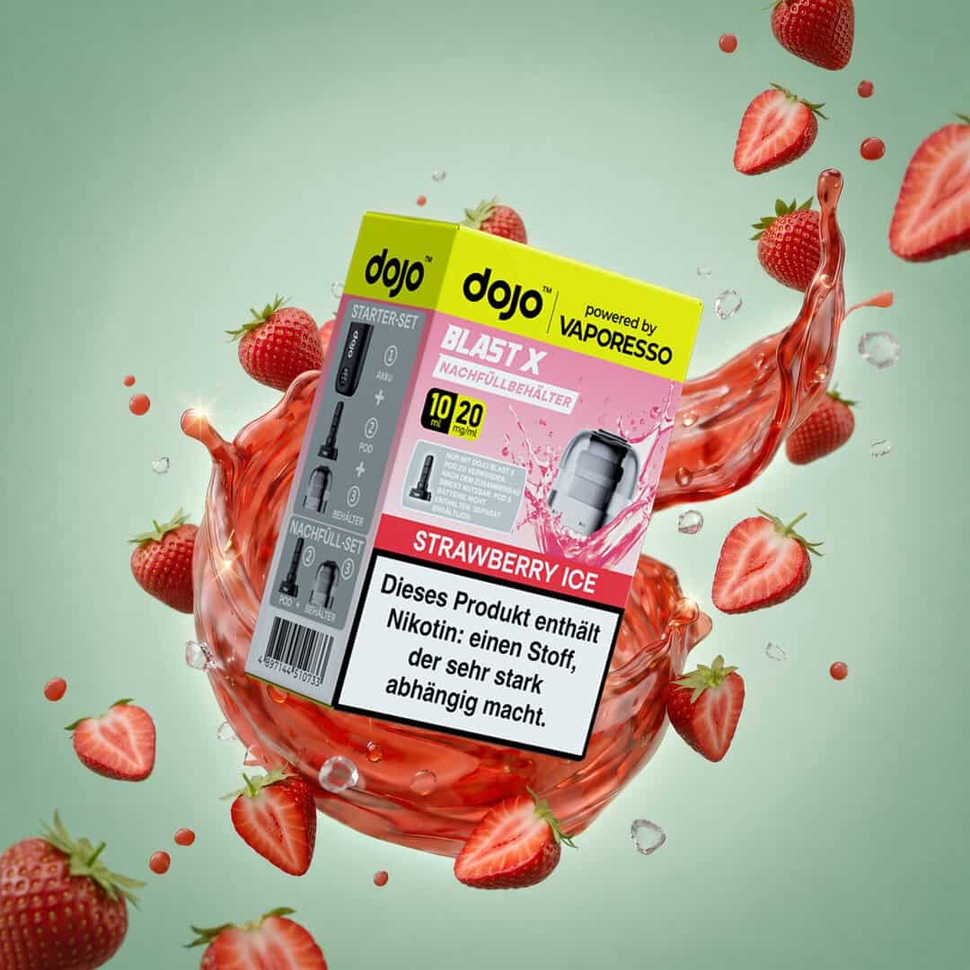 vaporesso dojo blast x pod strawberry ice splash | Vapebazar Vaporesso Dojo Blast X Pod Nachfüllbehälter 10Ml - Strawberry Ice - 20Mg – Splash