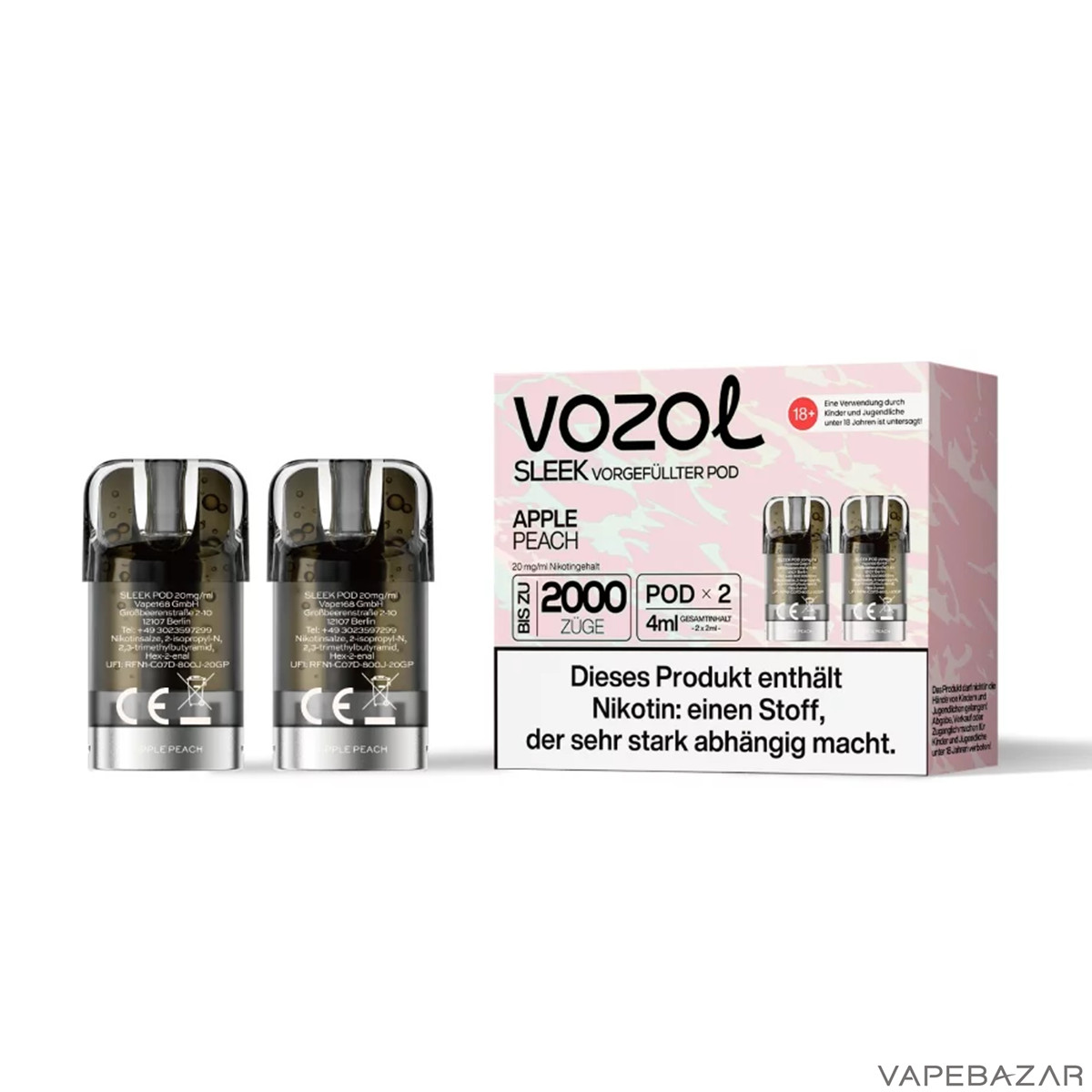 vozol sleek pod apple peach | Vapebazar Vozol-Sleek-Pod-Apple-Peach