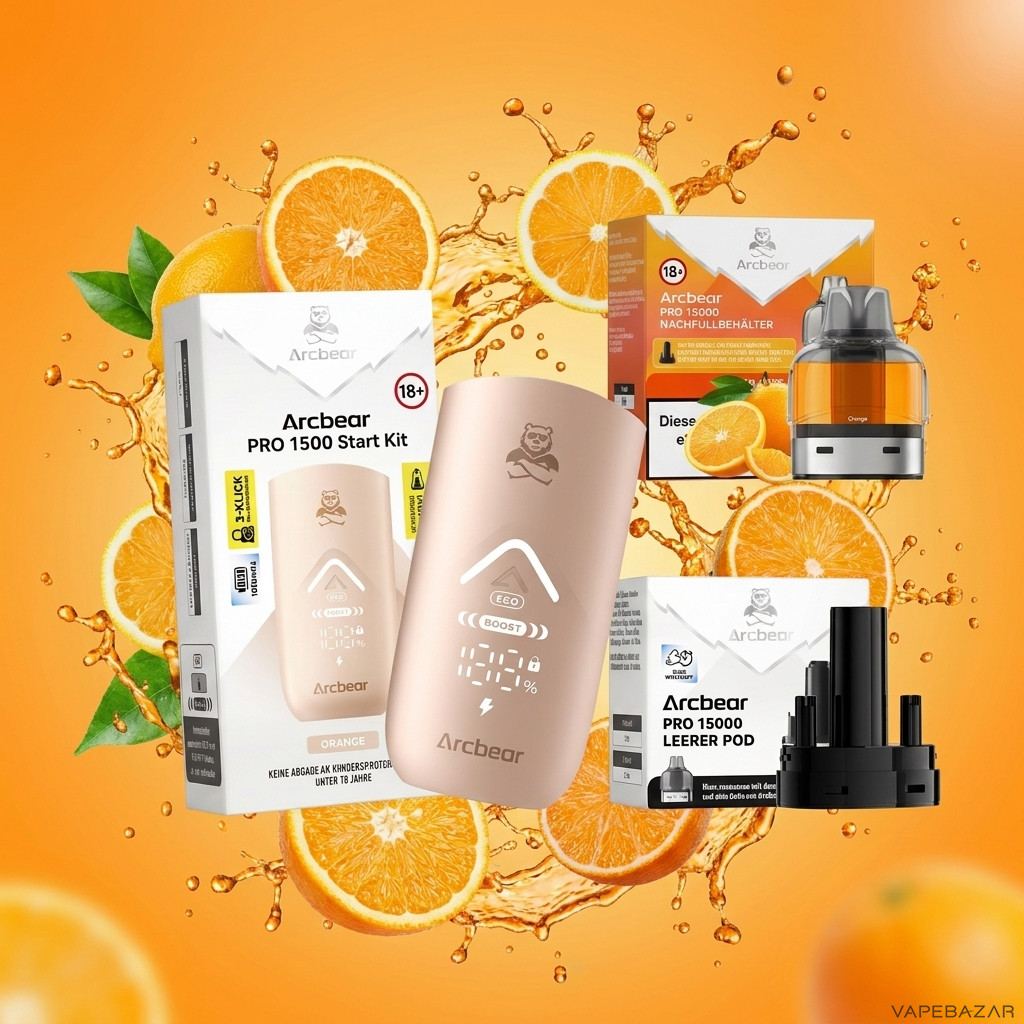 Arcbear Pro 15000 Orange Erstbild | Vapebazar Arcbear Pro 15000 – Orange – Starterkit
