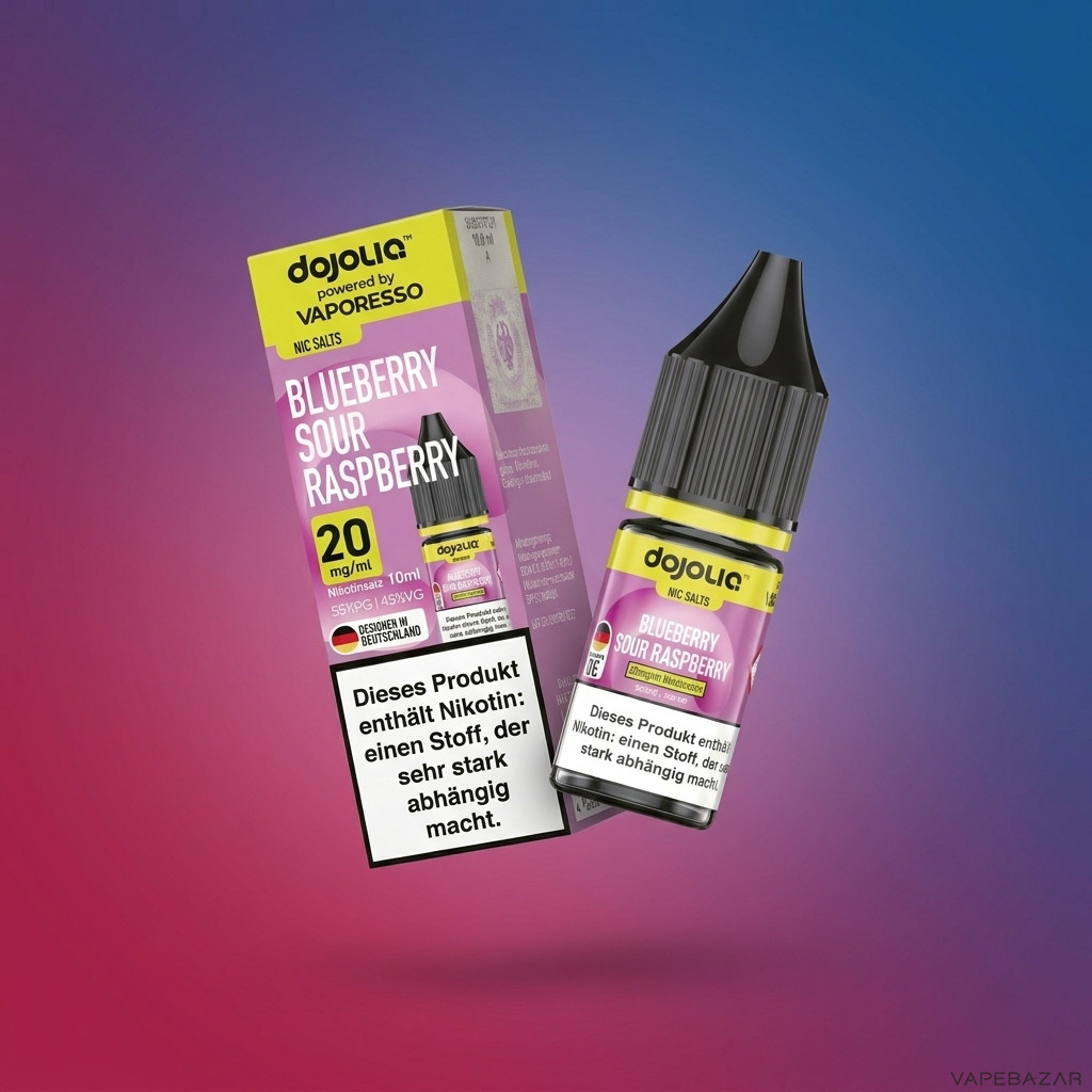 Dojoliq Blueberry Sour Raspberry Zweitbild | Vapebazar Dojoliq – Blueberry Sour Raspberry – Nikotinsalz Liquid, Rückseite