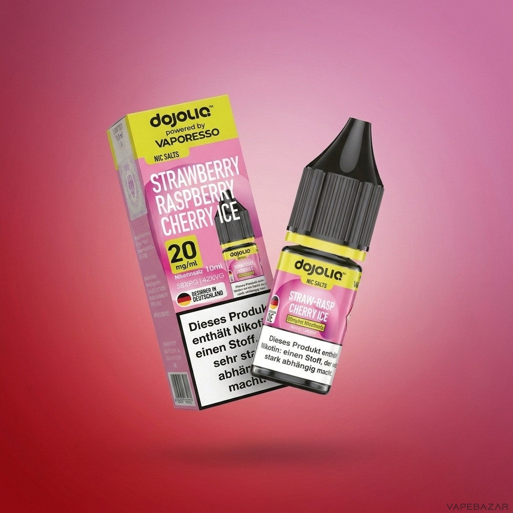 Dojoliq Strawberry Raspberry Cherry Ice Zweitbild | Vapebazar Dojoliq – Strawberry Raspberry Cherry Ice – Nikotinsalz Liquid, Rückseite