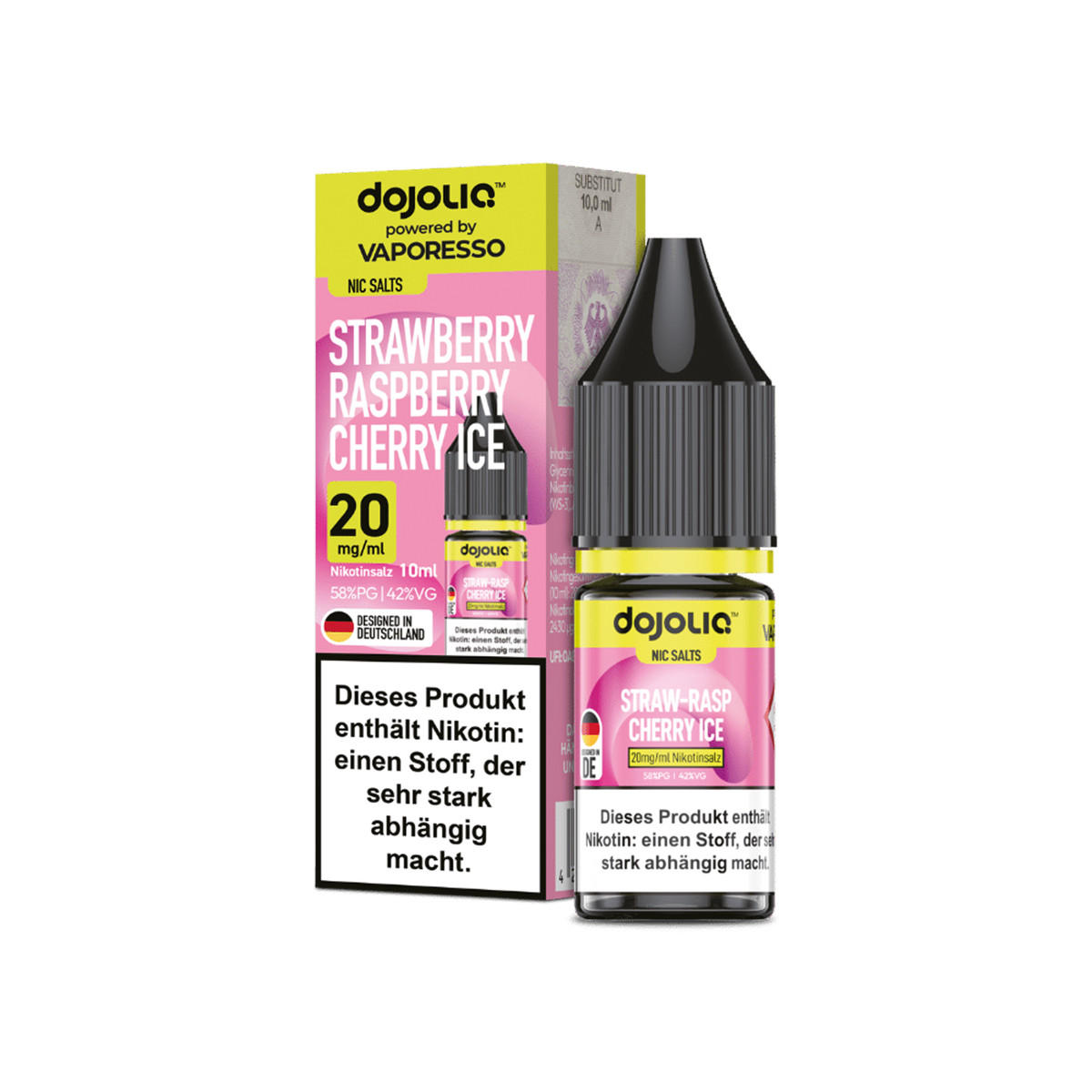 | Vapebazar Dojoliq – Strawberry Raspberry Cherry Ice – Nikotinsalz Liquid 10 Ml