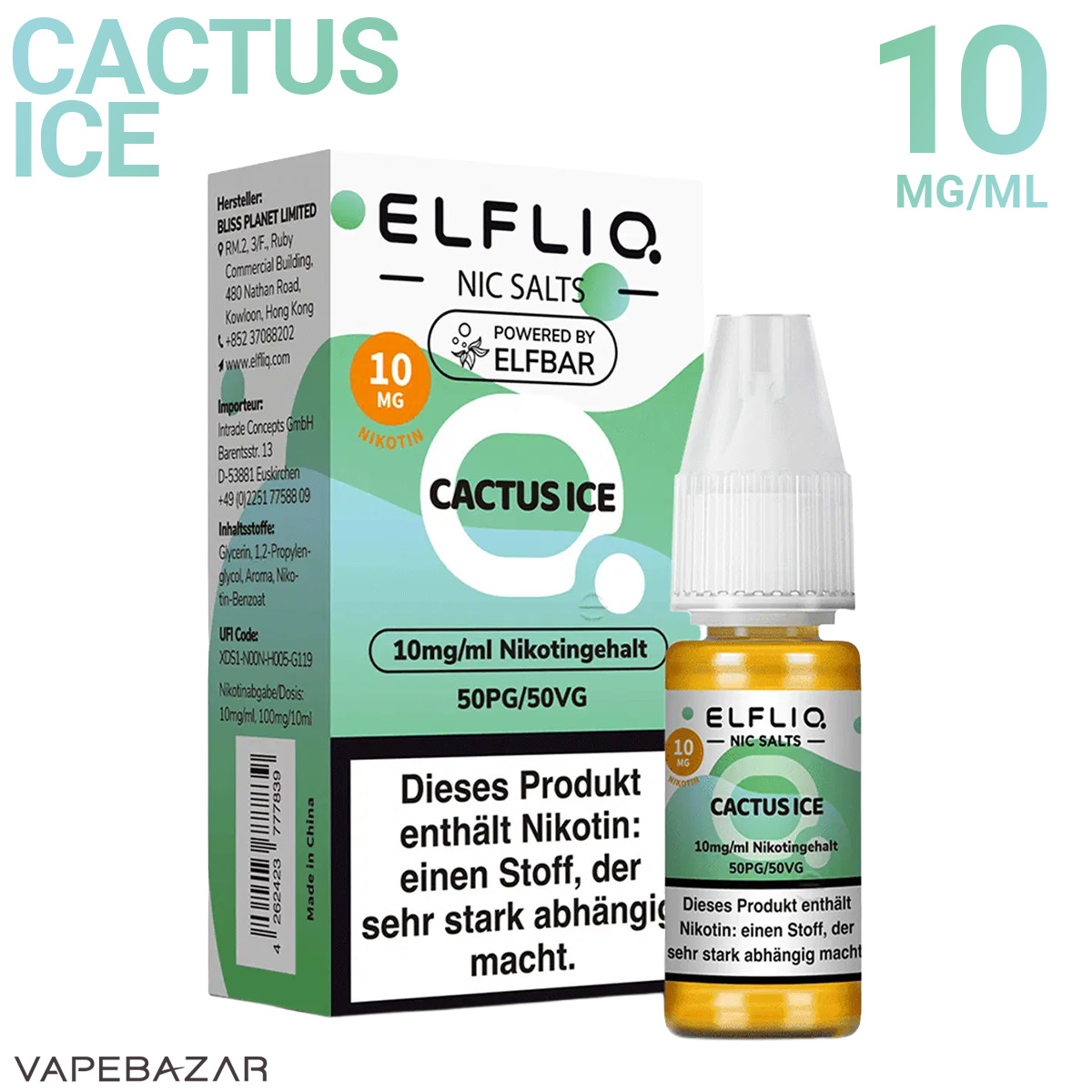 Elfliq Nic Salts Cactus Ice 10mg 2 | Vapebazar Elfliq Nikotinsalz Liquid – Cactus Ice 10Mg/Ml Nikotin – Bild 2