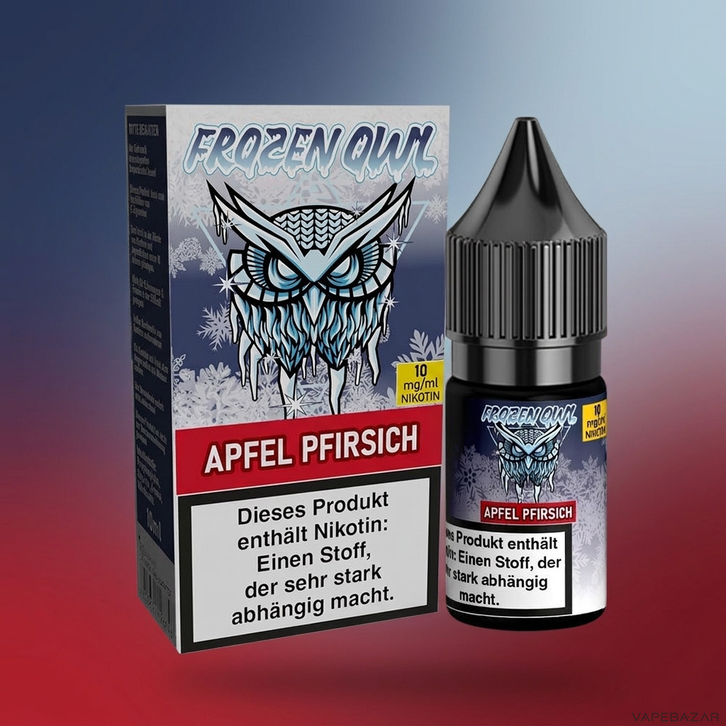 Frozen Owl NicSalt Apfel Pfirsich Zweitbild | Vapebazar Frozen Owl – Apfel Pfirsich – Nikotinsalz Liquid, Rückseite