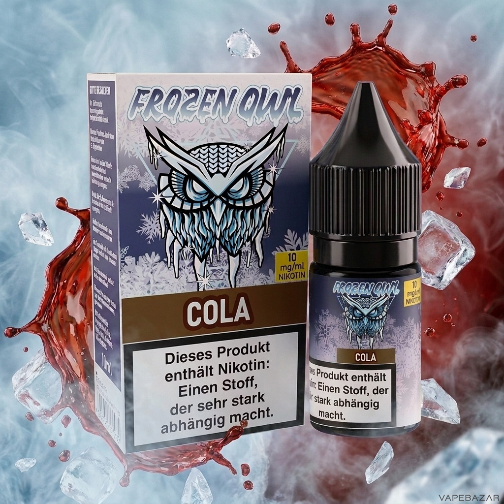 Frozen Owl NicSalt Cola Erstbild | Vapebazar Frozen Owl – Cola – Nikotinsalz Liquid 10 Ml
