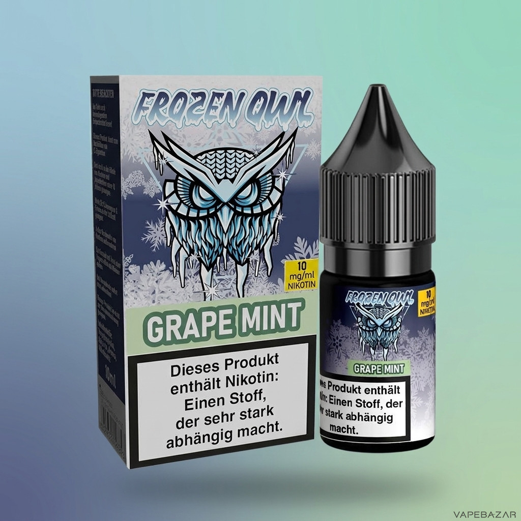 Frozen Owl NicSalt Grape Mint Zweitbild | Vapebazar Frozen Owl – Grape Mint – Nikotinsalz Liquid, Rückseite