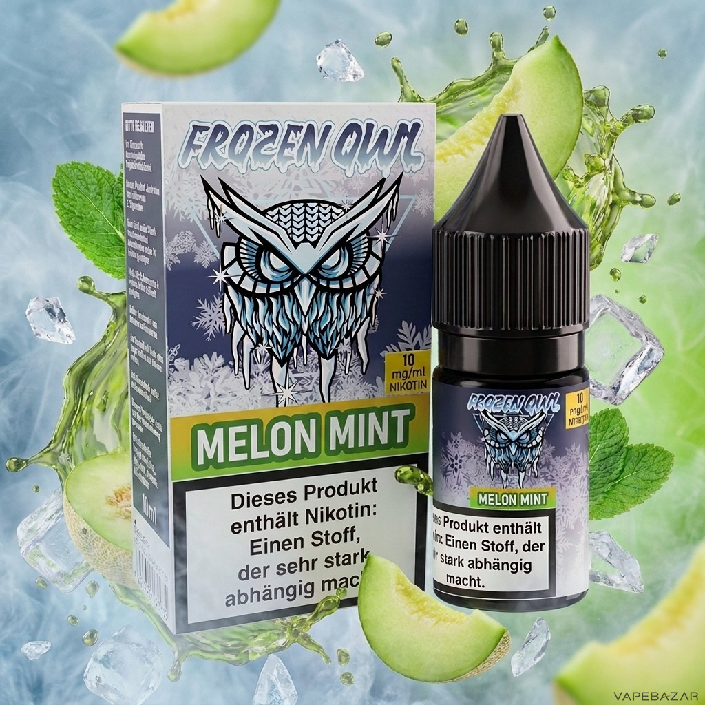 Frozen Owl NicSalt Melon Mint Erstbild | Vapebazar Frozen Owl – Melon Mint – Nikotinsalz Liquid 10 Ml