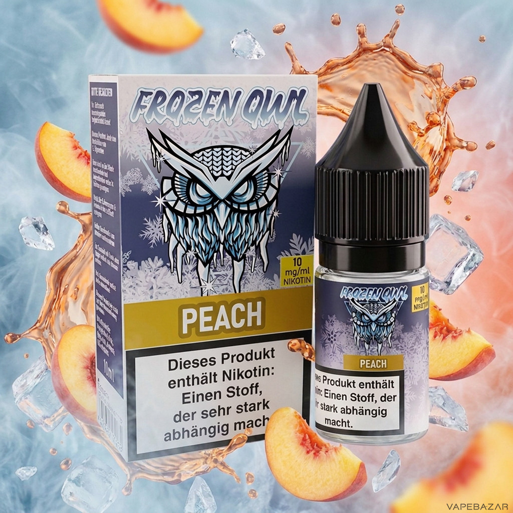 Frozen Owl NicSalt Peach Erstbild | Vapebazar Frozen Owl – Peach – Nikotinsalz Liquid 10 Ml