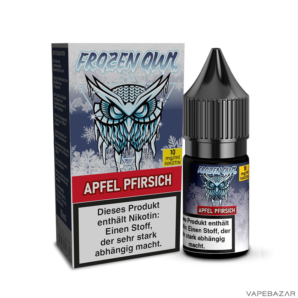 | Vapebazar Frozen Owl – Apfel Pfirsich – Nikotinsalz Liquid 10 Ml