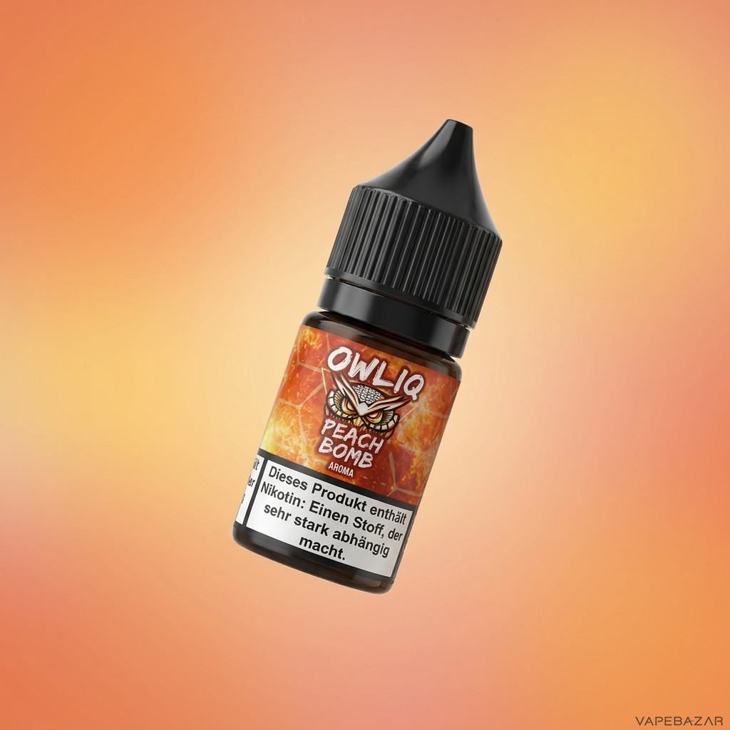 Owliq Peach Bomb Zweitbild | Vapebazar Owliq Liquid – Peach Bomb – Nikotinsalz 10 Ml, Rückseite