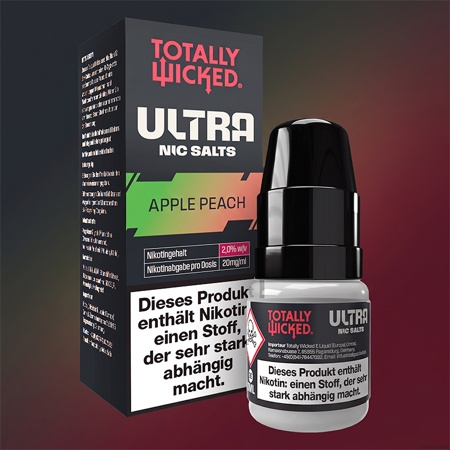 Totally Wicked Ultra Apple Peach Zweitbild | Vapebazar Totally Wicked Ultra – Apple Peach – Nikotinsalz Liquid, Rückseite
