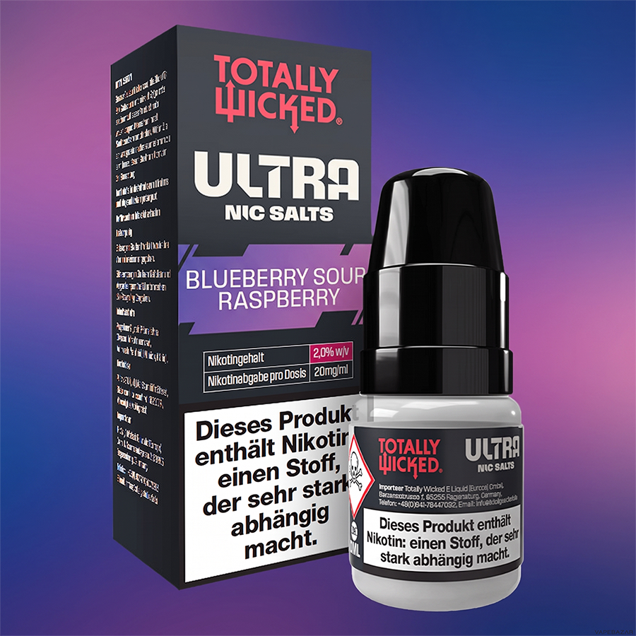 Totally Wicked Ultra Blueberry Sour Raspberry Zweitbild | Vapebazar Totally Wicked Ultra – Blueberry Sour Raspberry – Nikotinsalz Liquid, Rückseite