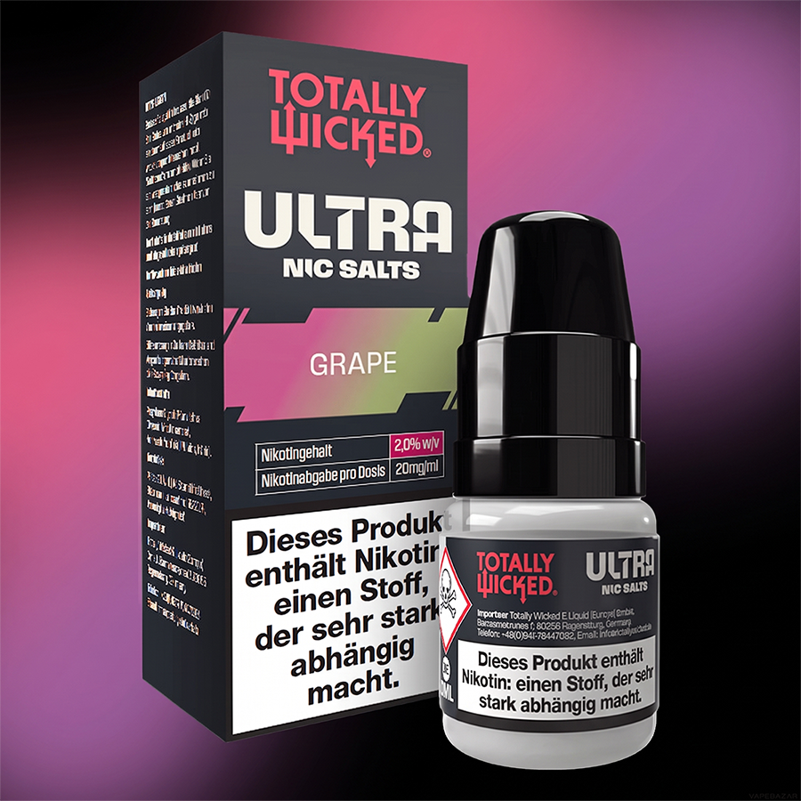 Totally Wicked Ultra Grape Zweitbild | Vapebazar Totally Wicked Ultra – Grape – Nikotinsalz Liquid, Rückseite