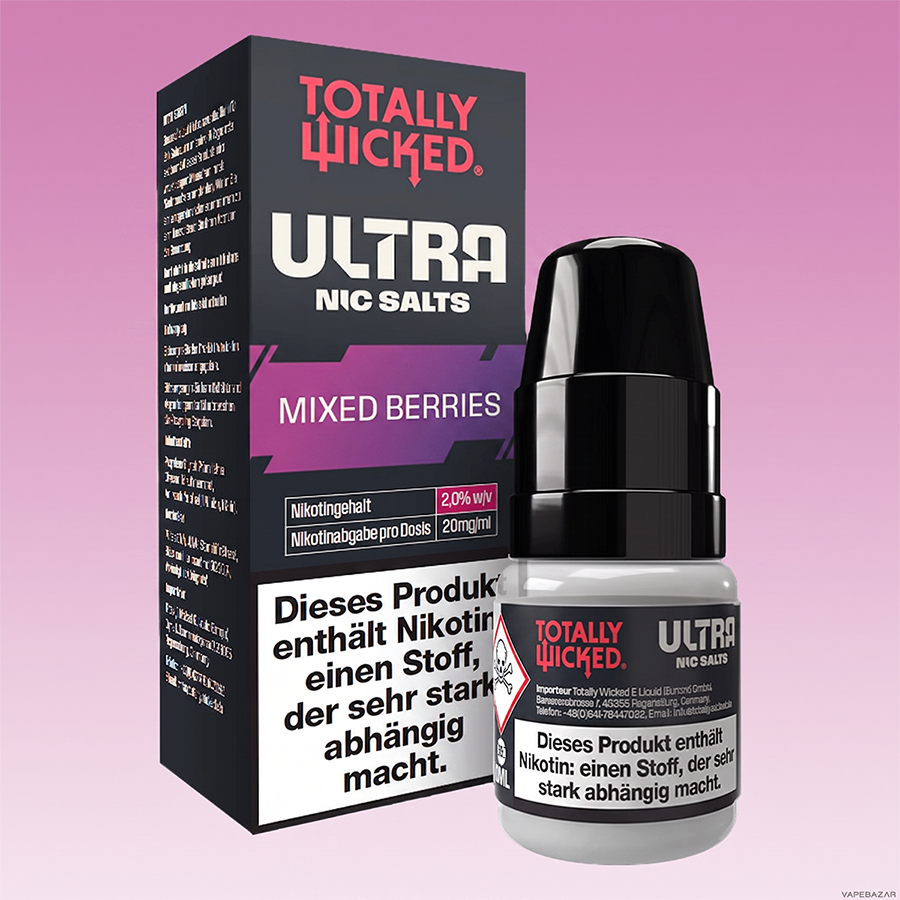 Totally Wicked Ultra Mixed Berries Zweitbild | Vapebazar Totally Wicked Ultra – Mixed Berries – Nikotinsalz Liquid, Rückseite