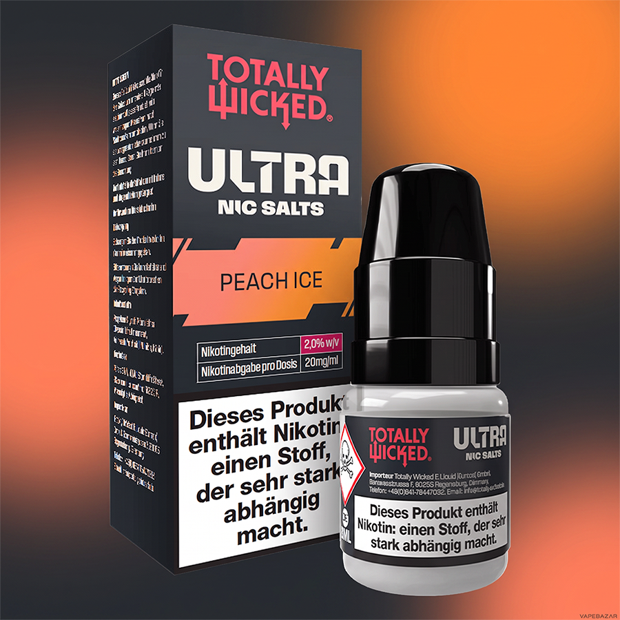 Totally Wicked Ultra Peach Ice Zweitbild | Vapebazar Totally Wicked Ultra – Peach Ice – Nikotinsalz Liquid, Rückseite