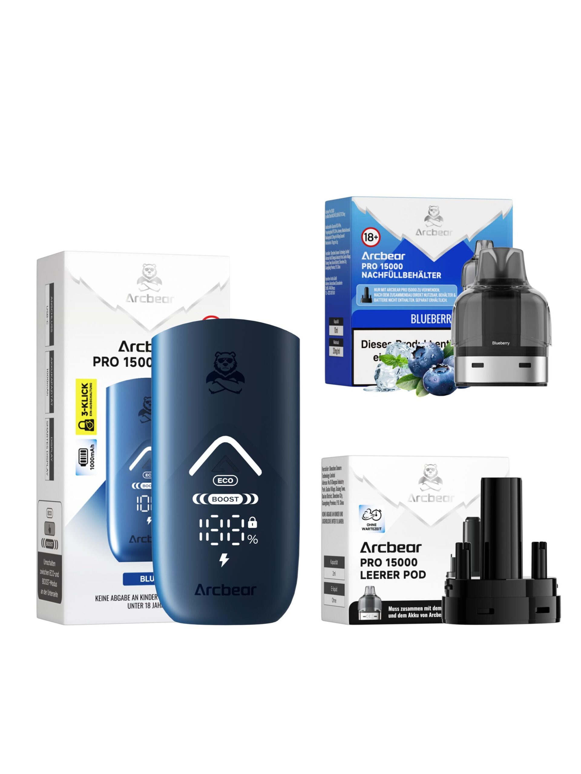 arcbear pro 15000 blueberry starterkit 1 scaled | Vapebazar Arcbear Pro 15000 – Blueberry – Starterkit Lieferumfang