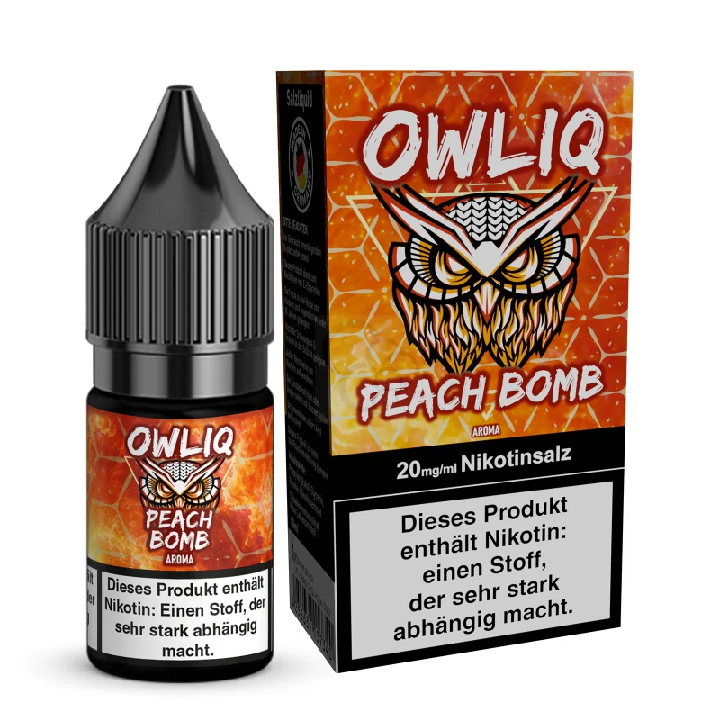 owl salt liquid peach bomb nikotinsalz 10ml | Vapebazar Owliq Liquid – Peach Bomb – Nikotinsalz 10 Ml