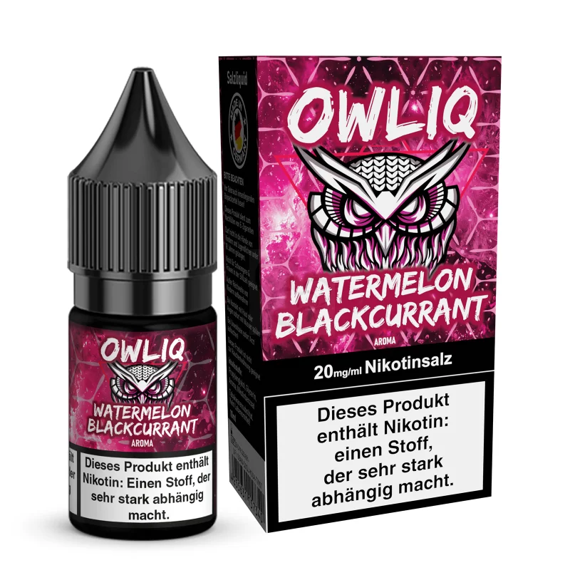 owl salt liquid watermelon blackcurrant nikotinsalz 10ml | Vapebazar Owliq Liquid – Watermelon Blackcurrant – Nikotinsalz 10 Ml
