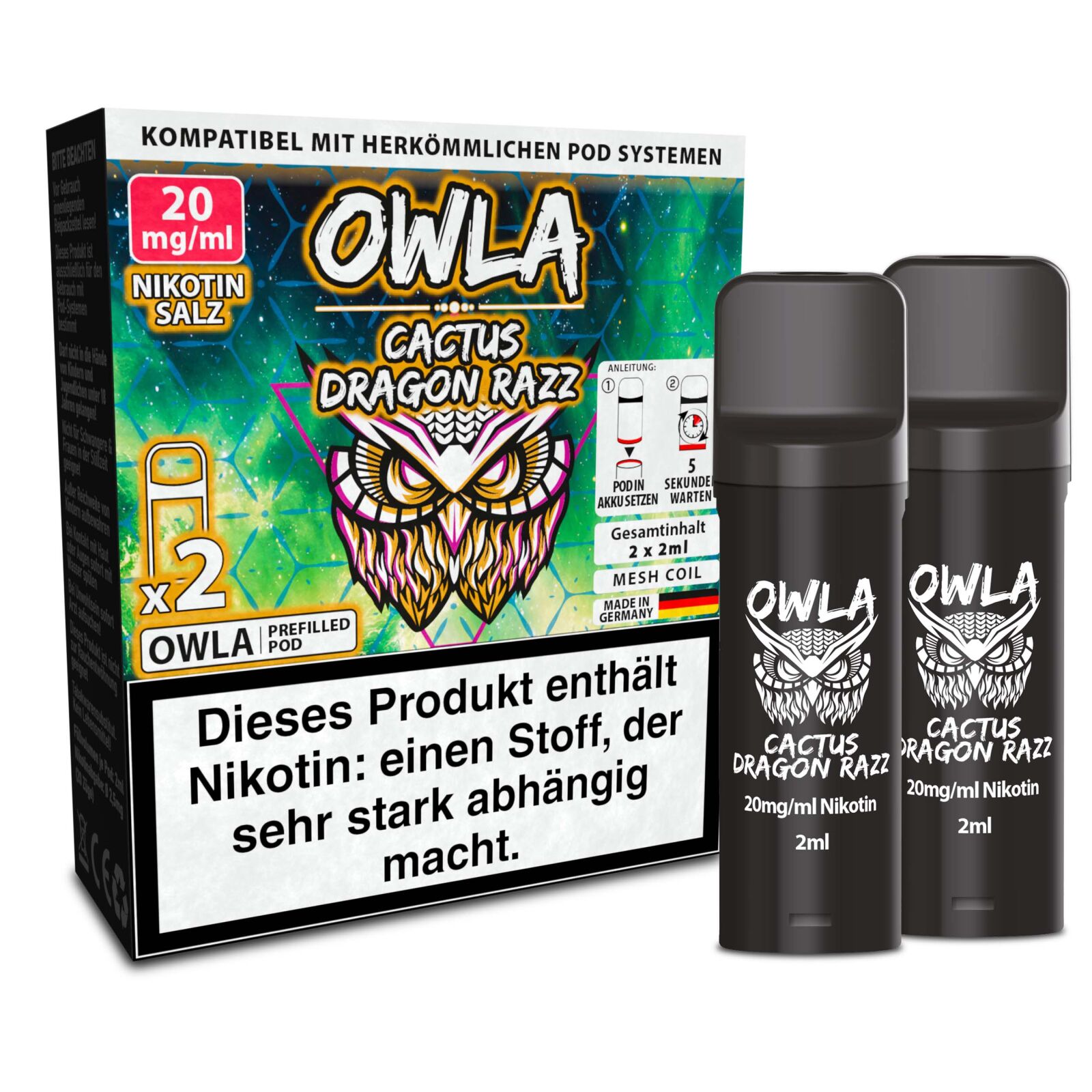 2x owla pod 2 ml cactus dragon razz 20 mg | Vapebazar Owla Pods – Cactus Dragon Razz – 2X 2 Ml, 20 Mg/Ml