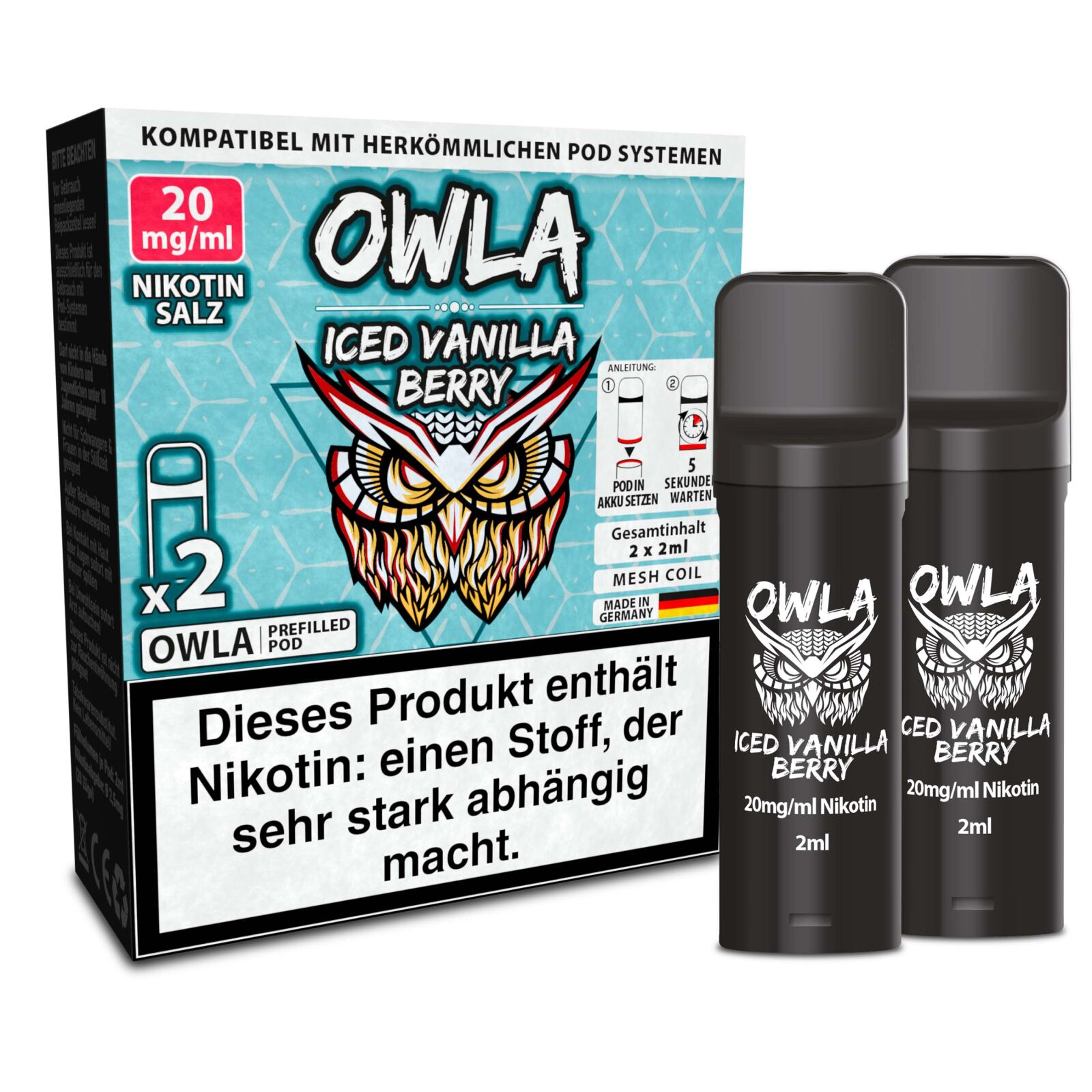 2x owla pod 2 ml iced vanilla berry 20 mg | Vapebazar Owla Pods – Iced Vanilla Berry – 2X 2 Ml, 20 Mg/Ml