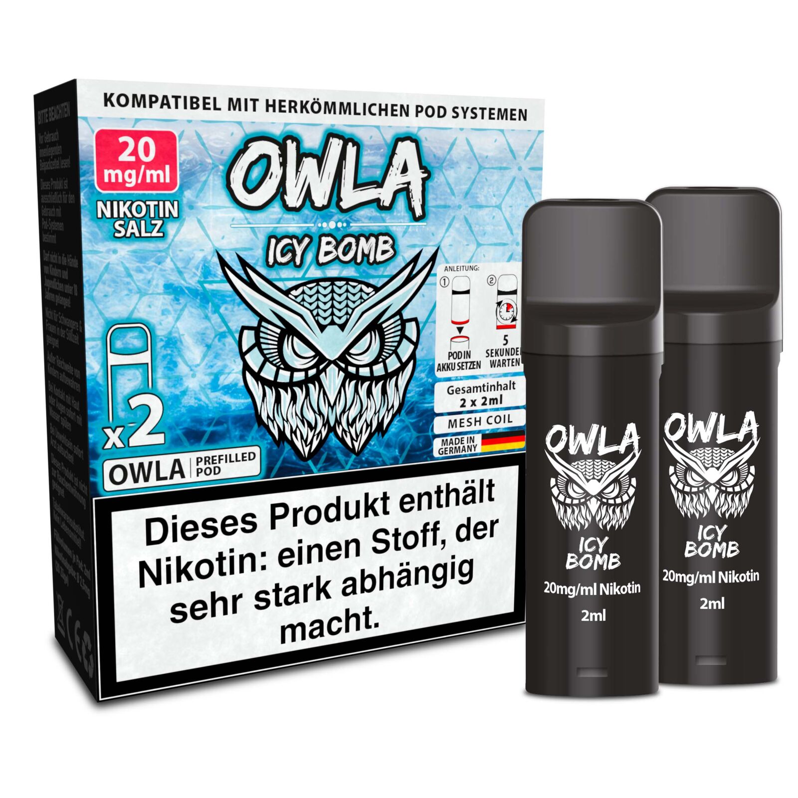 2x owla pod 2 ml icy bomb 20 mg | Vapebazar Owla Pods – Icy Bomb – 2X 2 Ml, 20 Mg/Ml