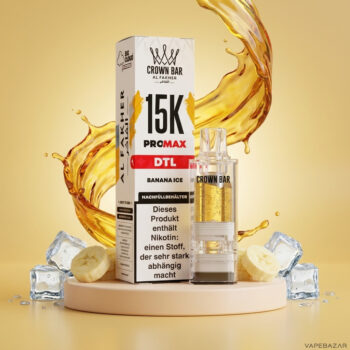 Al Fakher Crown Bar 15K Pro Max Pod Banana Ice - Verpackung und Nachfuellbehaelter