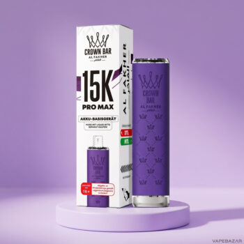 Al Fakher Crown Bar 15K Pro Max Basisgeraet in Lila - Verpackung und Geraet