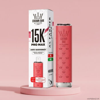 Al Fakher Crown Bar 15K Pro Max Basisgeraet in Pink - Verpackung und Geraet