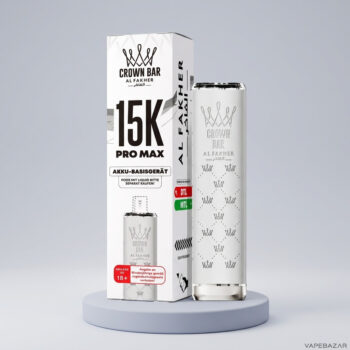 Al Fakher Crown Bar 15K Pro Max Basisgeraet in Weiß - Verpackung und Geraet
