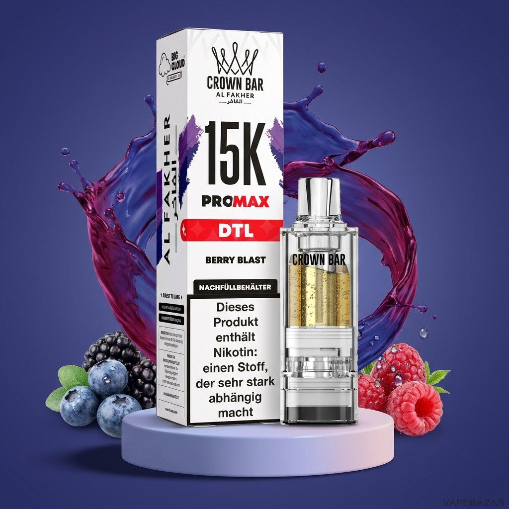Al Fakher 15K Pro Max Berry Blast | Vapebazar Al Fakher Crown Bar 15K Pro Max Pod Berry Blast - Verpackung Und Nachfuellbehaelter