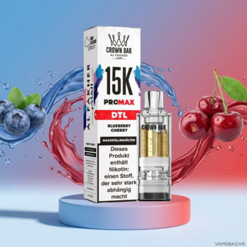 Al Fakher Crown Bar 15K Pro Max Pod Blueberry Cherry - Verpackung und Nachfuellbehaelter