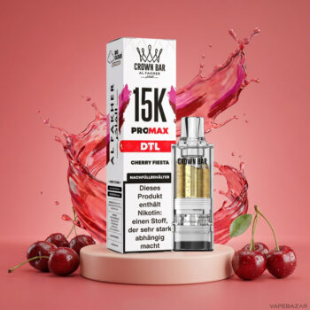 Al Fakher Crown Bar 15K Pro Max Pod Cherry Fiesta - Verpackung und Nachfuellbehaelter