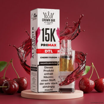 Al Fakher Crown Bar 15K Pro Max Pod Cherry Fusion - Verpackung und Nachfuellbehaelter