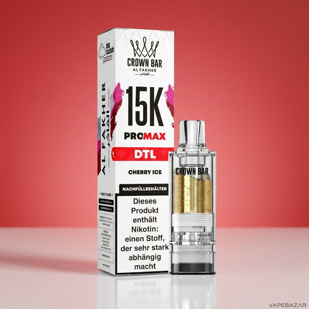 Al Fakher 15K Pro Max Cherry Ice Zweitbild | Vapebazar Al Fakher Crown Bar 15K Pro Max Pod Cherry Ice - Detailansicht
