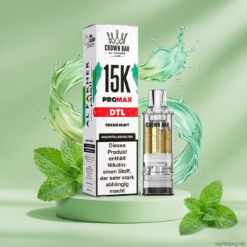 Al Fakher Crown Bar 15K Pro Max Pod Fresh Mint - Verpackung und Nachfuellbehaelter