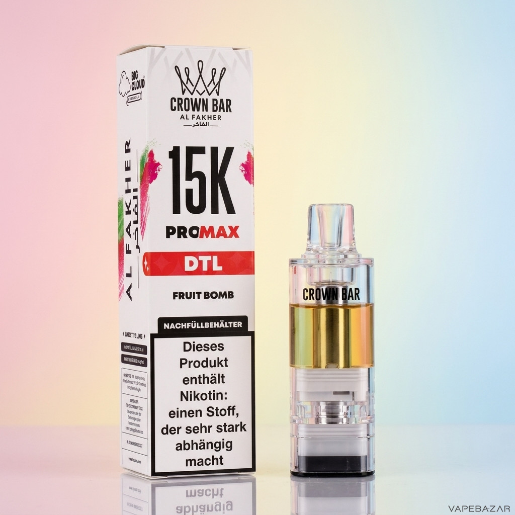 Al Fakher 15K Pro Max Fruit Bomb Zweitbild | Vapebazar Al Fakher Crown Bar 15K Pro Max Pod Fruit Bomb - Detailansicht