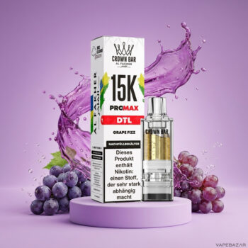 Al Fakher Crown Bar 15K Pro Max Pod Grape Fizz - Verpackung und Nachfuellbehaelter
