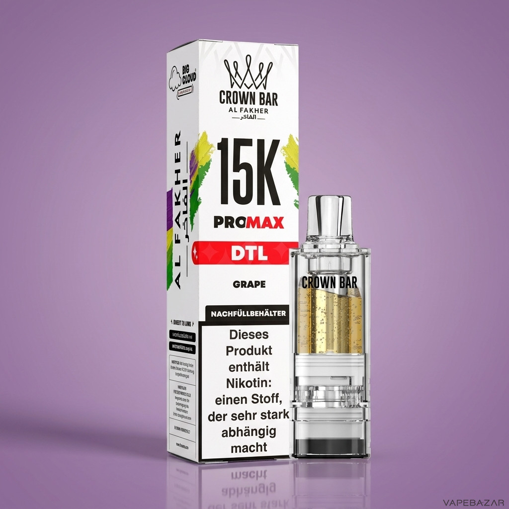 Al Fakher 15K Pro Max Grape Zweitbild | Vapebazar Al Fakher Crown Bar 15K Pro Max Pod Grape - Detailansicht
