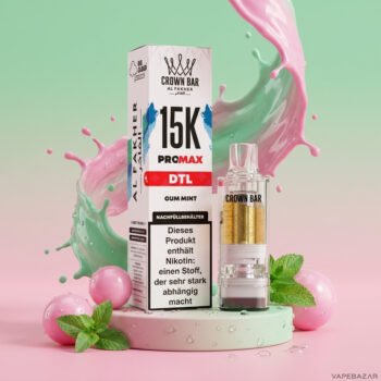 Al Fakher Crown Bar 15K Pro Max Pod Gum Mint - Verpackung und Nachfuellbehaelter