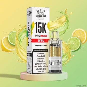 Al Fakher Crown Bar 15K Pro Max Pod Lemon & Lime - Verpackung und Nachfuellbehaelter