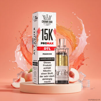 Al Fakher Crown Bar 15K Pro Max Pod Peach Ice - Verpackung und Nachfuellbehaelter