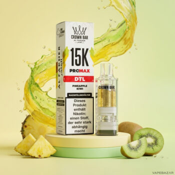 Al Fakher Crown Bar 15K Pro Max Pod Pineapple Kiwi - Verpackung und Nachfuellbehaelter