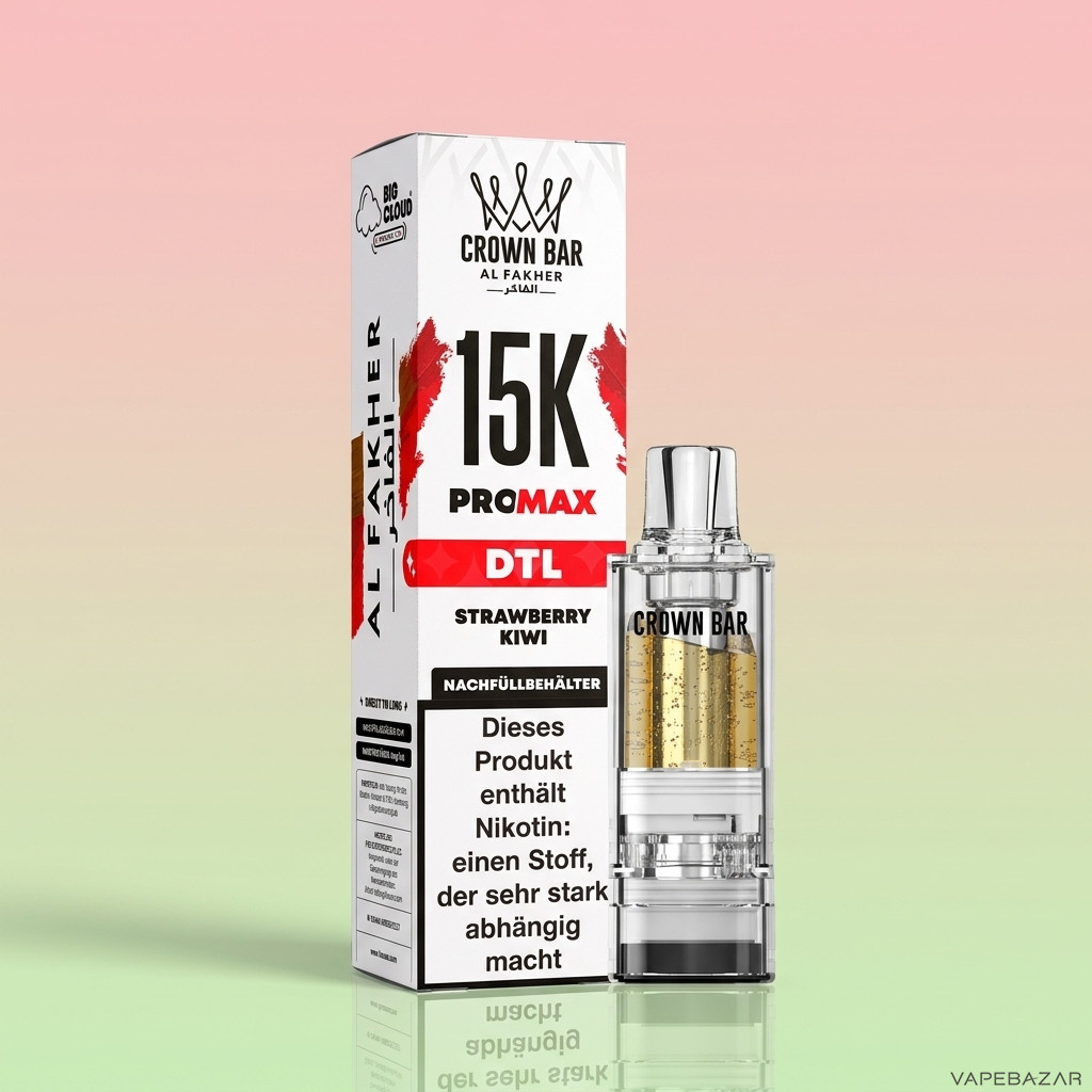 Al Fakher 15K Pro Max Strawberry Kiwi Zweitbild | Vapebazar Al Fakher Crown Bar 15K Pro Max Pod Strawberry Kiwi - Detailansicht