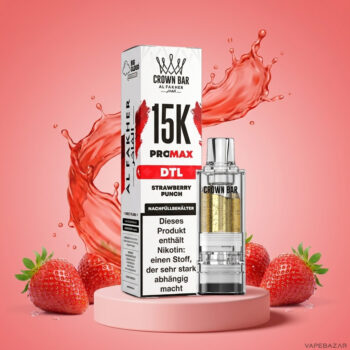 Al Fakher Crown Bar 15K Pro Max Pod Strawberry Punch - Verpackung und Nachfuellbehaelter