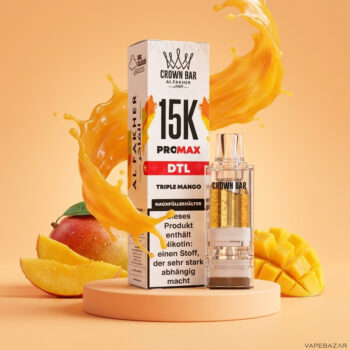 Al Fakher Crown Bar 15K Pro Max Pod Triple Mango - Verpackung und Nachfuellbehaelter